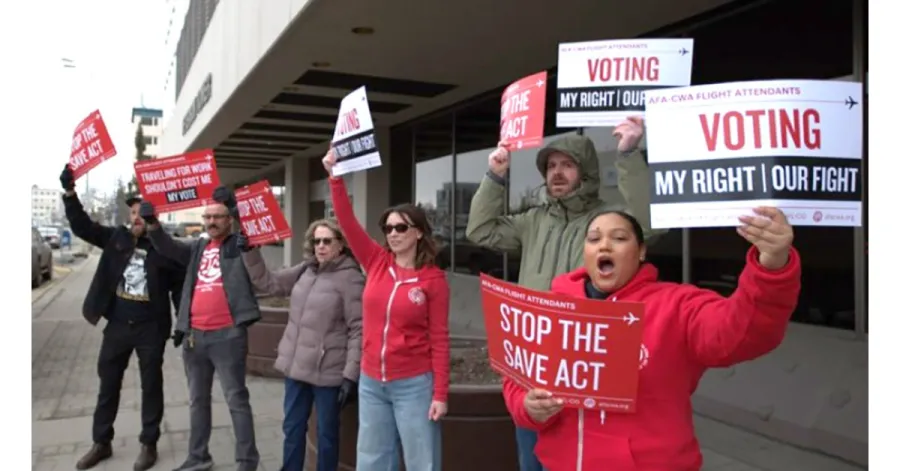 Flight Attendants in Alaska Protest SAVE Act